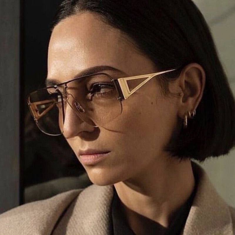Women's Square Sunglasses Half Frame UV400 Protection Stylish Outdoor Eyewear