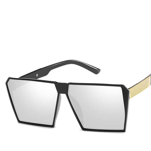 Unisex Reflective Oversized Square Sunglasses UV400 Full Coverage Lightweight