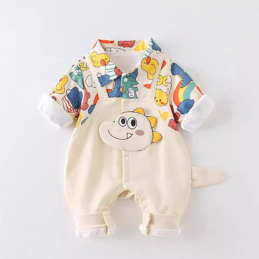Newborn Baby Jumpsuit 0-18 Months Long Sleeve Toddler Doodle Romper Kids