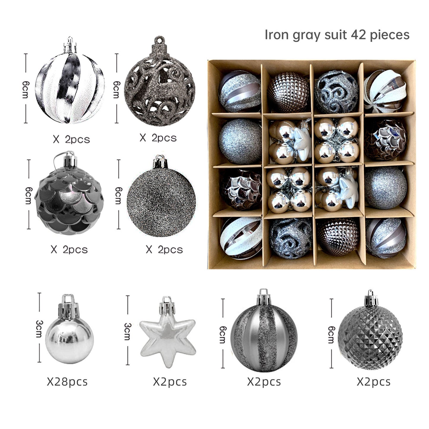 Christmas Tree Ornament Set Premium Bulk Pack Collection Assorted Designs Xmas