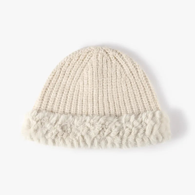 Winter Warm Faux Fur Knit Bucket Hat Adjustable Casual Headgear Snug Comfort