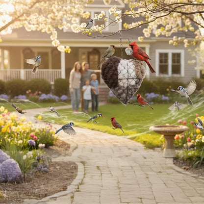 Heart-Shaped Outdoor Garden Bird Nest Weatherproof Unique Yard Art Decoration