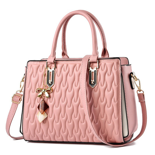 Elegant Women's PU Leather Handbag Quilted Design Gold Accents Fashion