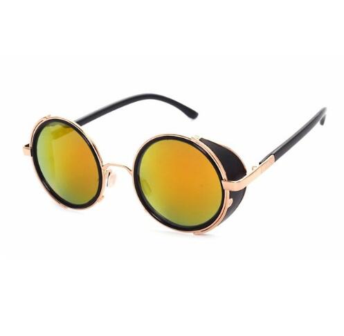 Retro Steampunk Round Sunglasses UV Unisex Alloy Frame Vintage Premium Glasses