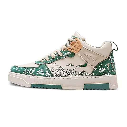 Men's Detailed Artwork Breathable Shoes Casual Green Blue Footwear