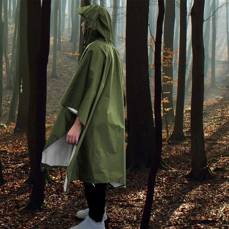Unisex Lightweight Waterproof Hooded Rain Poncho for Hiking Fishing Climbing