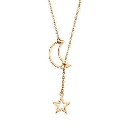 Silver Gold Moon Star Pendant Necklace Dainty Celestial Chain Jewelry Gift