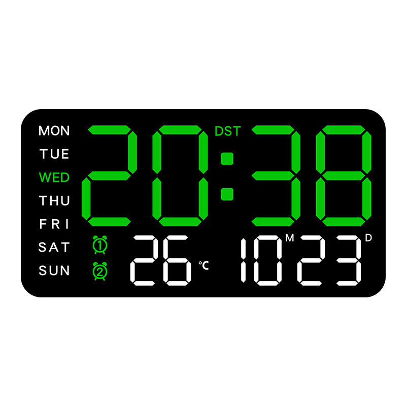LED Digital Wall Clock with Temperature Indicator USB/Battery Powered Office Use