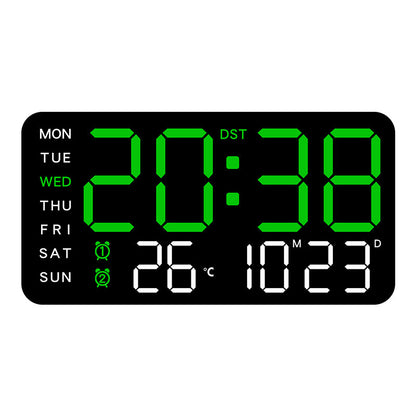 LED Digital Wall Clock with Temperature Indicator USB/Battery Powered Office Use