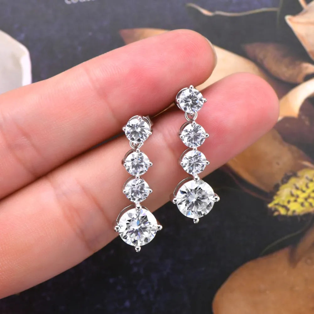 4 Carat Moissanite Stud Earrings 925 Sterling Silver D Grade Sparkle Secure Fit