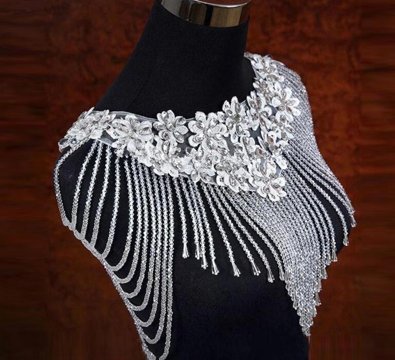 Luxury Bridal Bolero Shawl Evening Wrap Beaded Crystal Embellishments Wedding