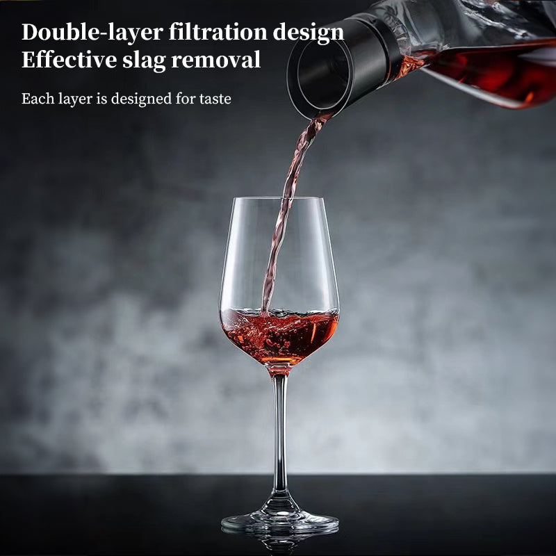 1500ML Crystal Wine Decanter Hand-Blown Ideal for Red Wine with Built-In Aerator