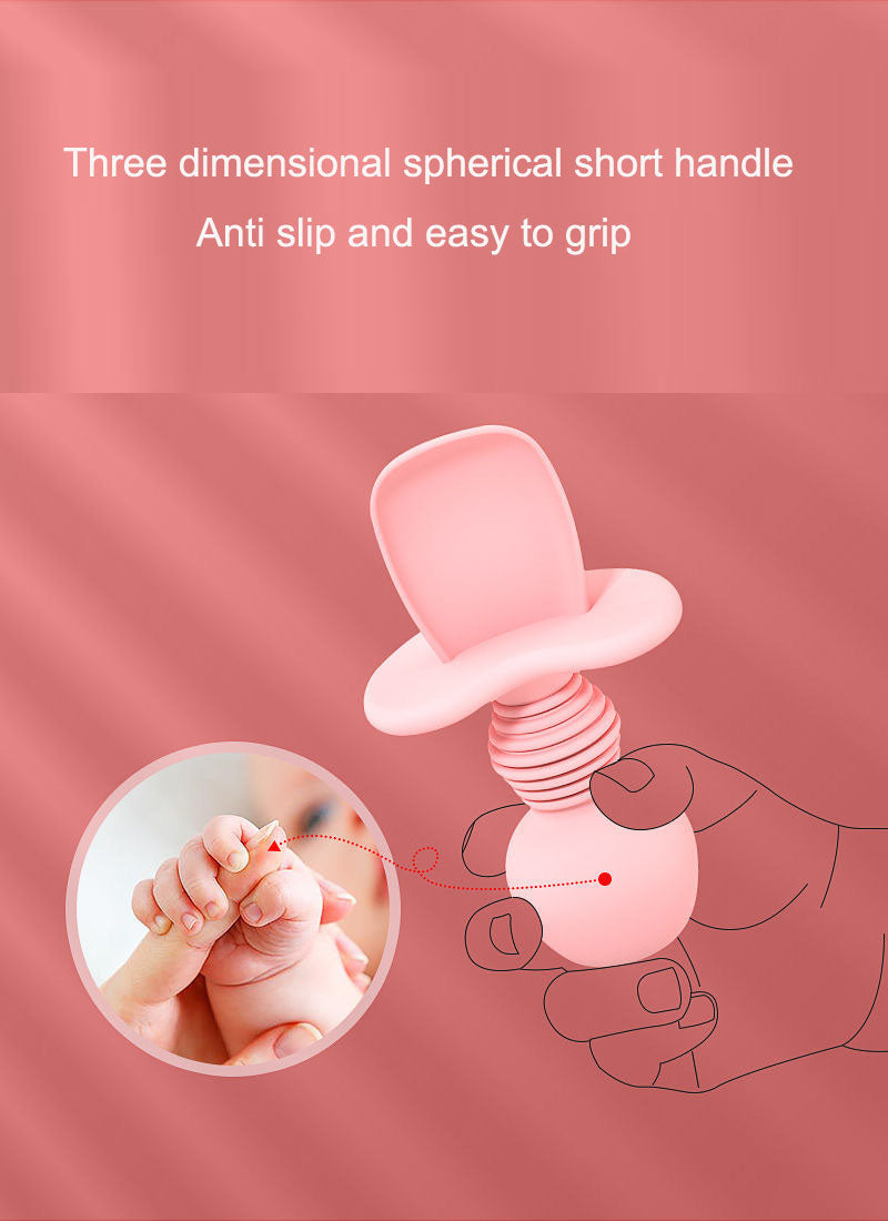 Silicone Baby Spoon Fork Set Toddler Feeding Safety Prevents Choking Utensils