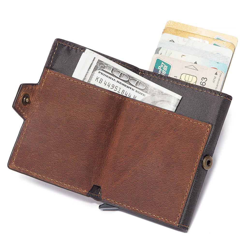 Men's Leather Card Holder Slim RFID Blocking Wallet Multiple Slots Secure Storage