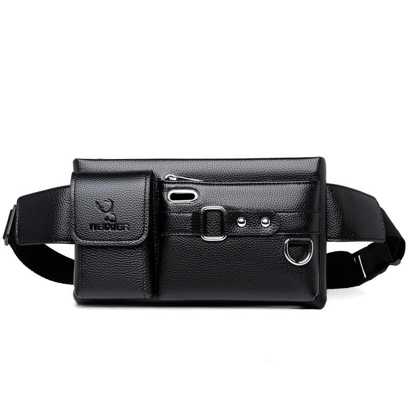 Men's Faux Leather Sports Waist Bag Multi-Functional Outdoor Hiking Travel Gear