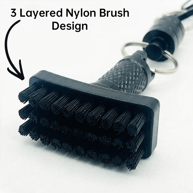 Magnetic Golf Brush Groove Cleaner Quick Release Pocket Clip Black Carabiner