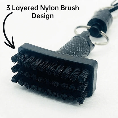 Magnetic Golf Brush Groove Cleaner Quick Release Pocket Clip Black Carabiner