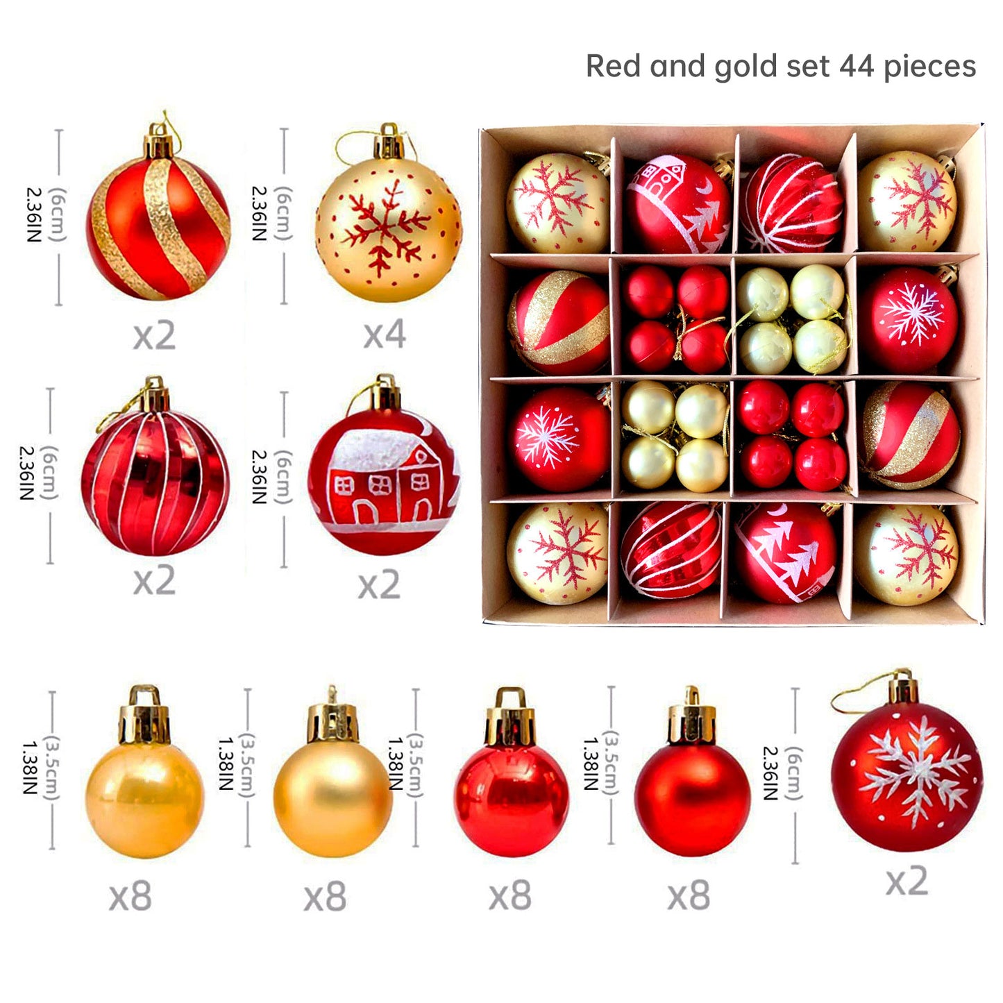 Christmas Tree Ornament Set Premium Bulk Pack Collection Assorted Designs Xmas
