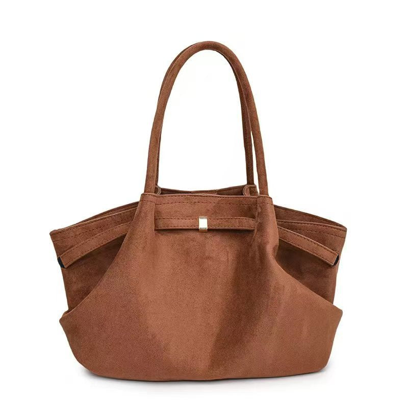 Suede Tote Bag Large Capacity Womens Handbag Retro Style Autumn Winter