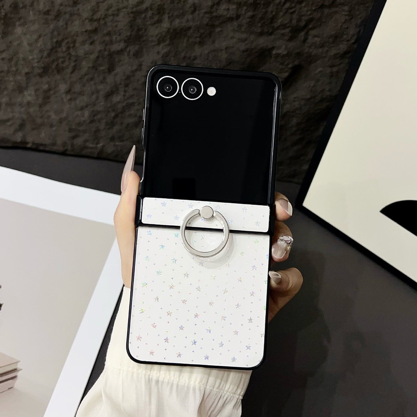 For Samsung Z Flip 7 6 5 4 Protective Case Star Ring Holder Polycarbonate
