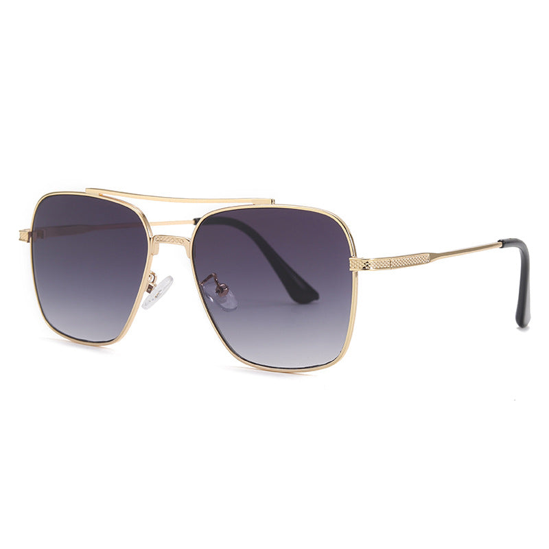 Men's Retro Double Beam Metallic Sunglasses UV400 Full Sun Protection Eyewear