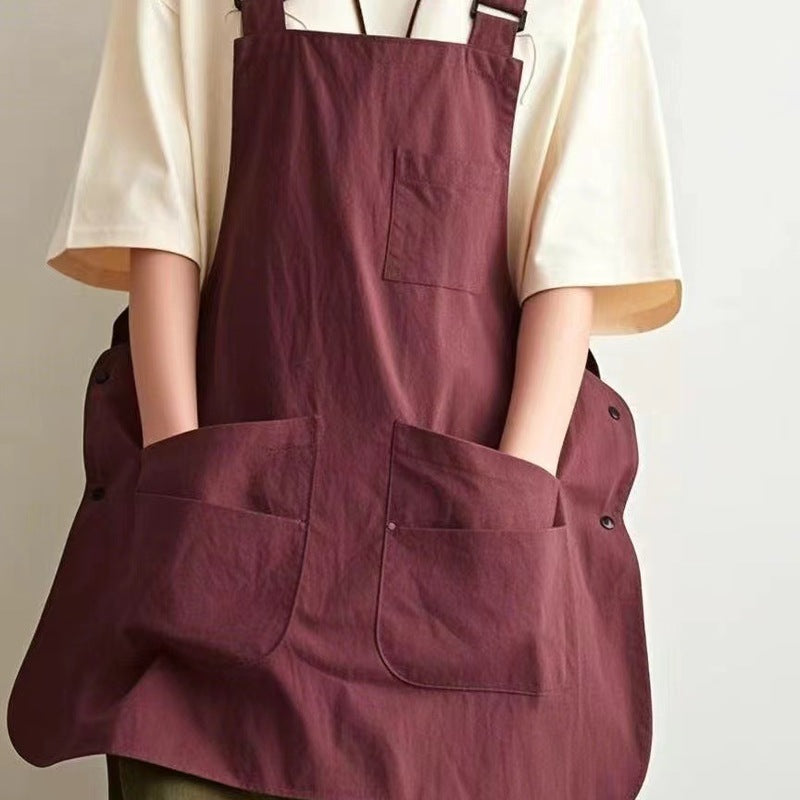 Unisex Waterproof Adjustable Double Sided Chef Apron Pure Colour Kitchen Wear