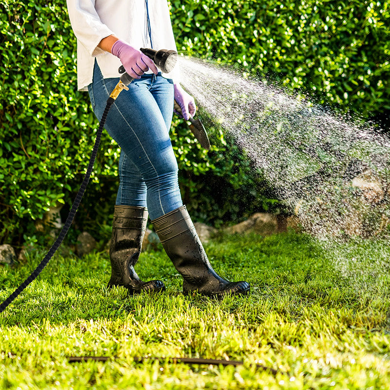 Expandable Garden Hose 25ft 100ft Kink Free Black Adjustable Spray Nozzle Set