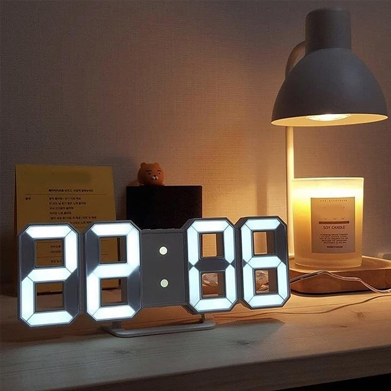 3D LED Digital Alarm Clock USB Charging 12/24 Hour Format Office Bedroom Kitchen