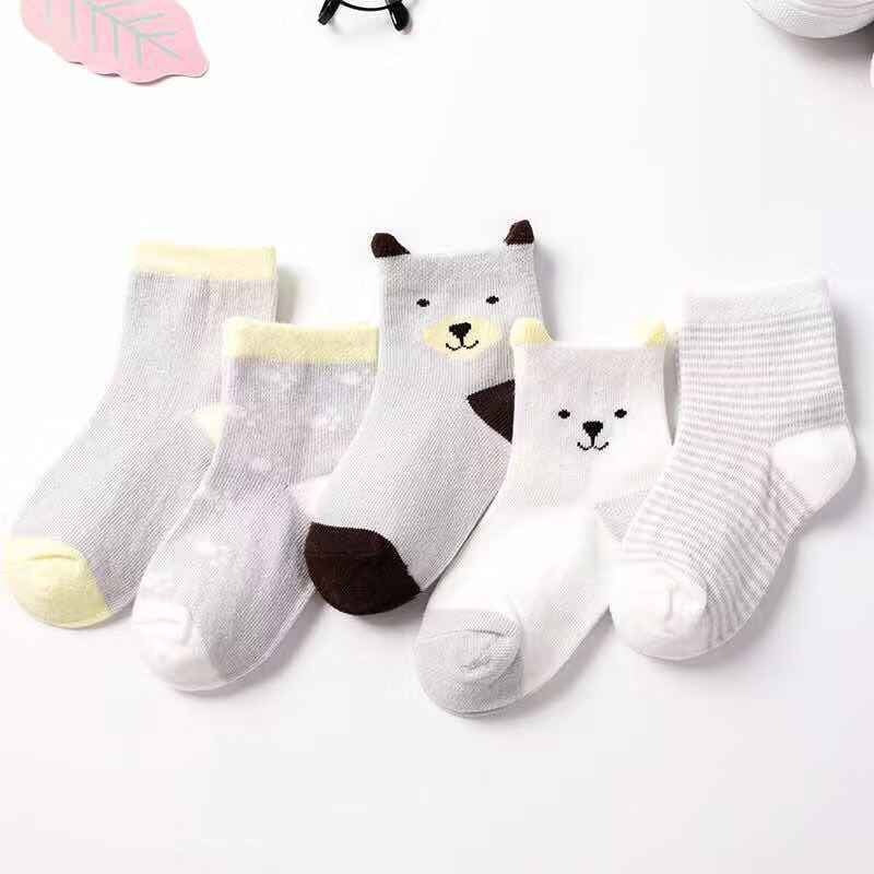 5 Pairs Baby & Toddler Cartoon Animal Socks, Soft Cotton, Ages 0-6 Years Pink Blue