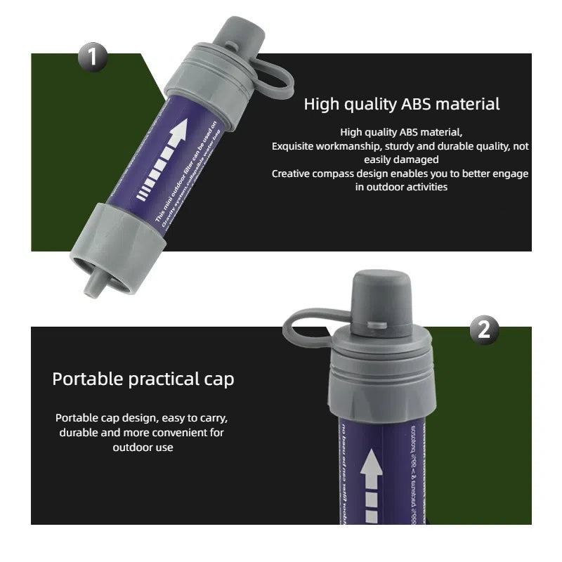 Portable Water Filter Straw Emergency Survival Gear Camping Hiking Essentials
