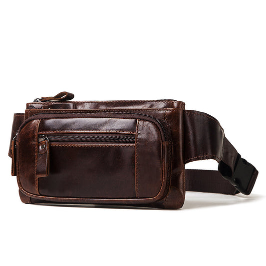 Genuine Leather Men's Waist Multifunctional Retro Chest & Messenger Bag