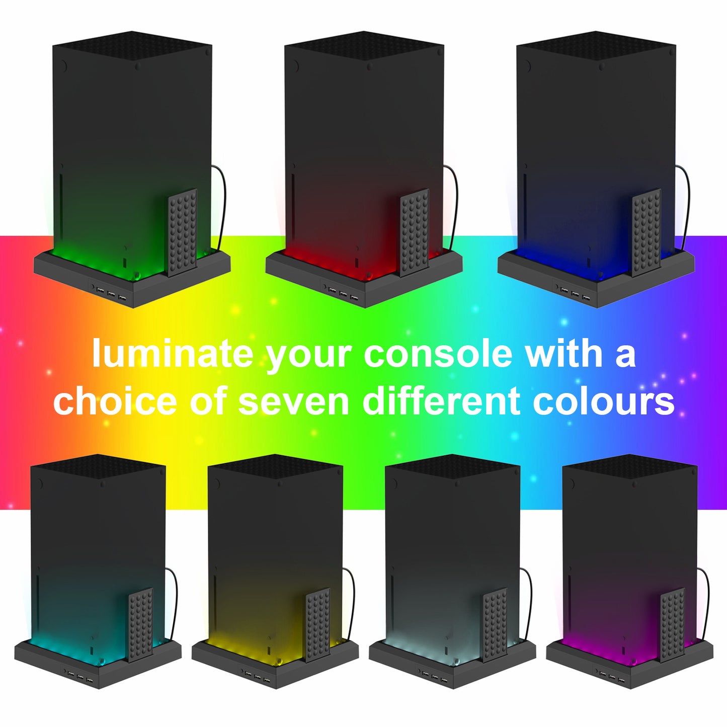 RGB LED Controller Stand for Xbox Series X/S Ambient Lighting USB Hub Gaming