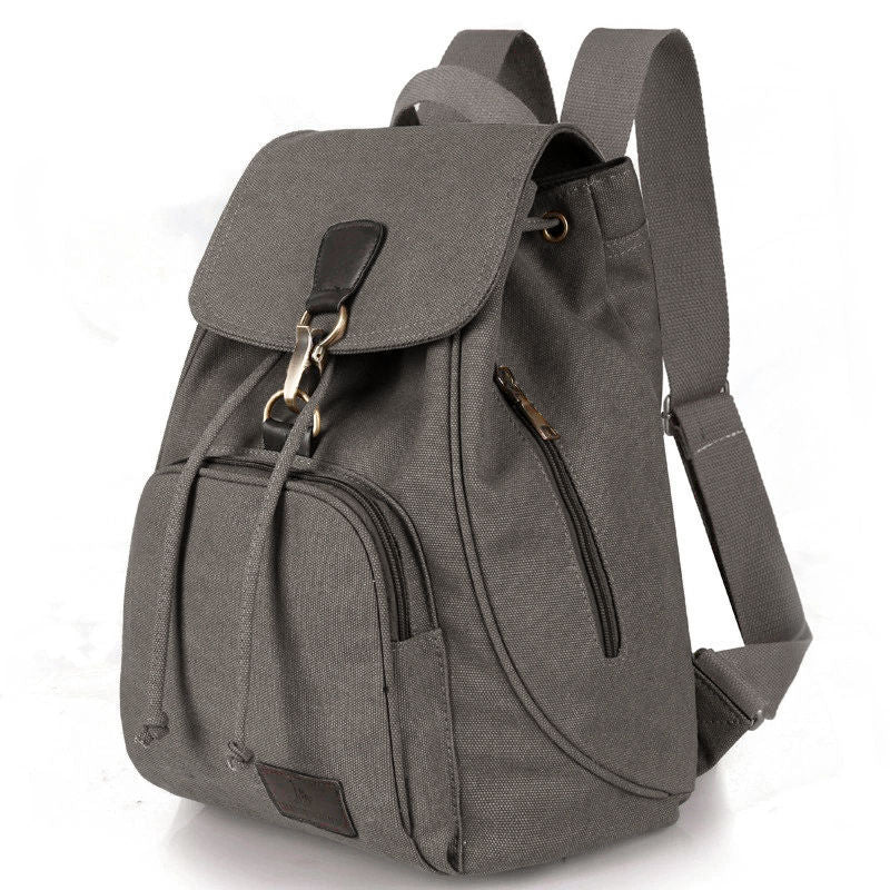 Retro Canvas Rucksack Backpack Drawstring Front Pocket School Travel
