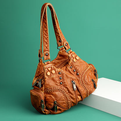 Vintage Women Faux Leather Shell Shaped Medium Elegant Shoulder Bag Accessory