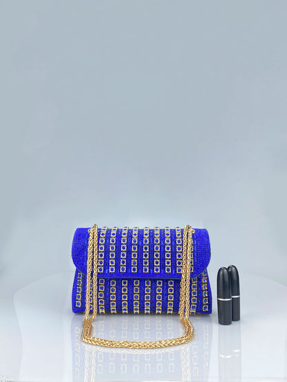 Rhinestone Embellished Evening Clutch Elegant Shoulder Chain Strap Accessory Bag