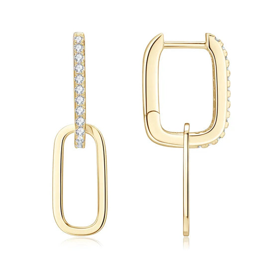 925 Sterling Silver Moissanite Drop Earrings Gold & Silver Elegant Jewellery