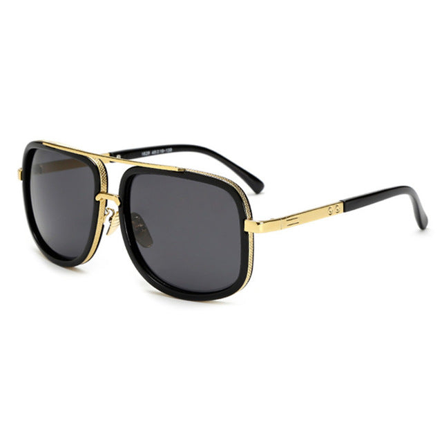 Mens Square Sunglasses Polarised Lens Lightweight Alloy Frame 65mm Protection
