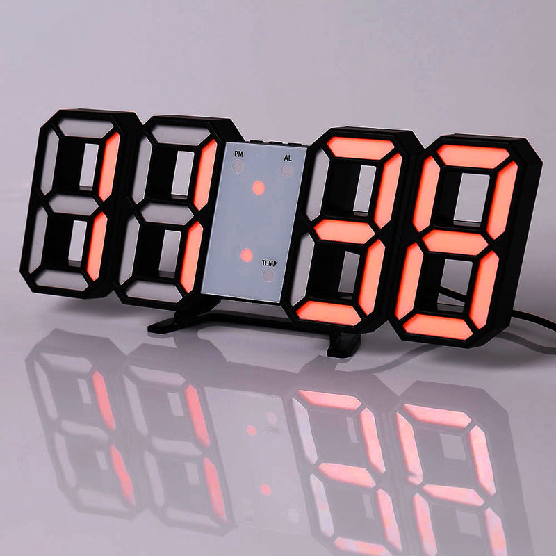 3D LED Digital Alarm Clock USB Charging 12/24 Hour Format Office Bedroom Kitchen