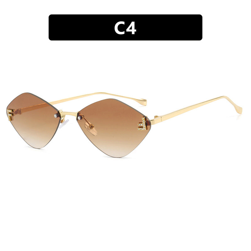 Diamond Shaped Frameless Sunglasses UV400 Scratch Resistant Lenses Sun Protection