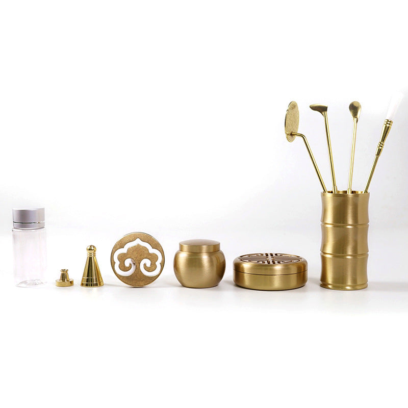 Pure Copper Incense Set with Ash Press, Burner & Seal in Elegant Gift Box Gifts
