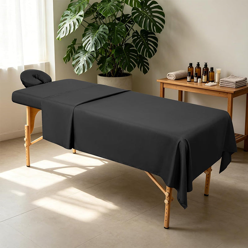 Massage Table Sheet Set 3 Piece Fitted Flat Face Cradle Cover Elastic Edges
