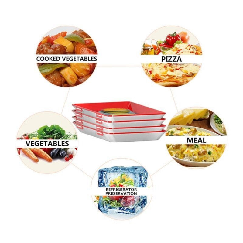Food Preservation Tray Sealing Freshness Space Saver Refrigerator Safe 30x22x3cm