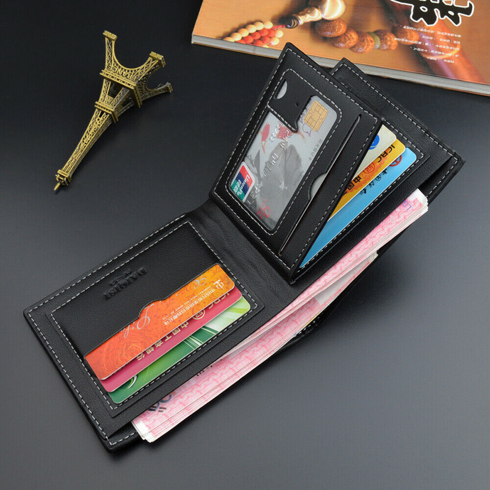 Men's Leather Men Wallet Slim RFID Blocking Credit Card Holder Secure Storage