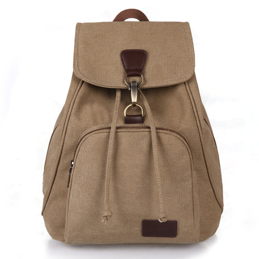 Retro Canvas Rucksack Backpack Drawstring Front Pocket School Travel