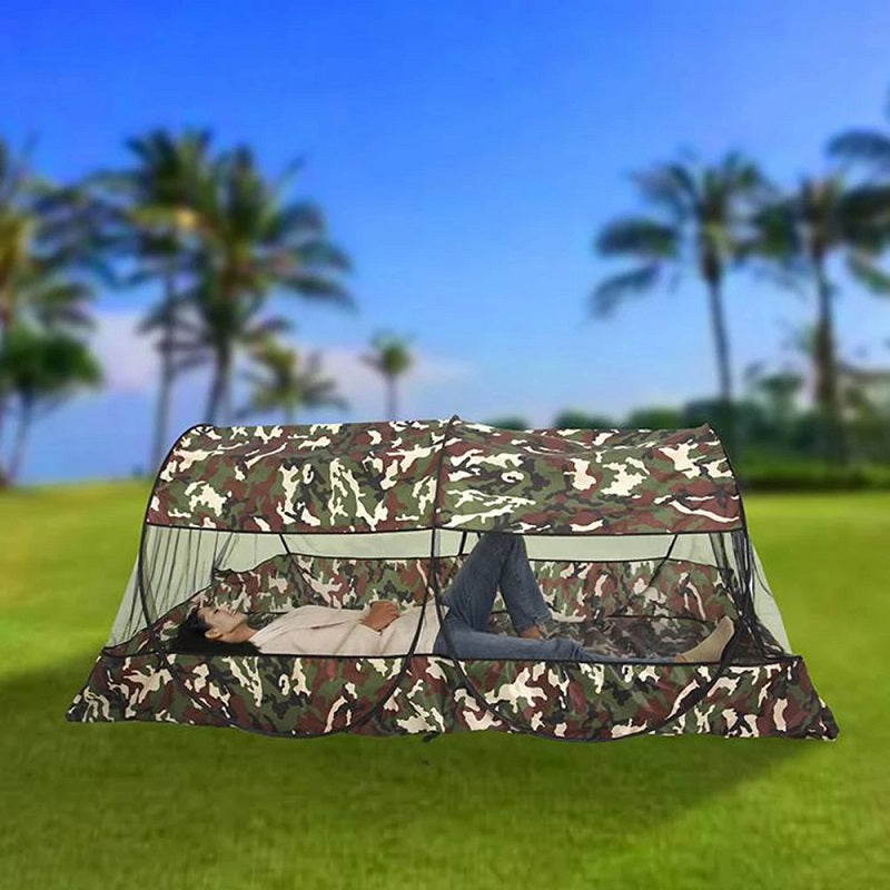 Single Bed Outdoor Mosquito Net Lightweight Portable Mesh Zipper Closure Tent