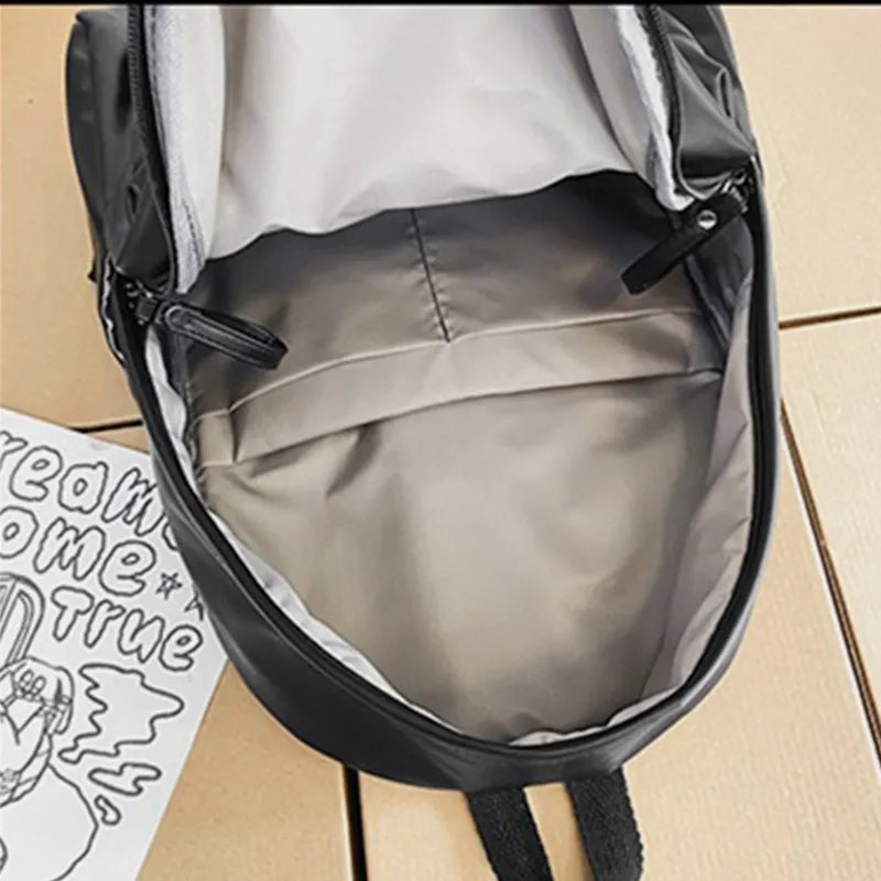 Faux Leather Backpack Zip Closure Adjustable Shoulder Straps Durable Spacious