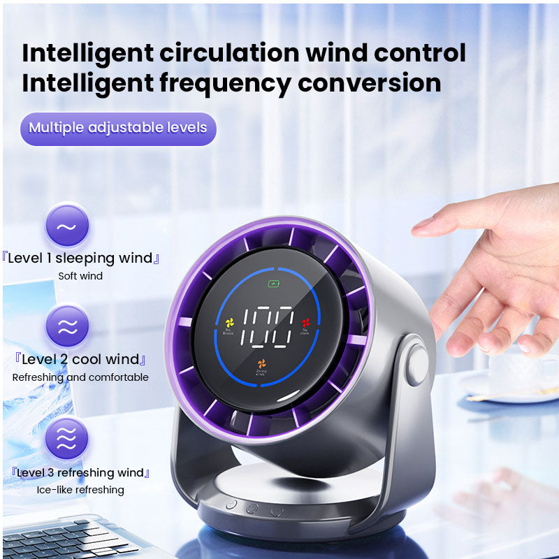 2025 Turbo Desktop Electric Fan 6-inch Digital Display 100 Speed Settings Quiet