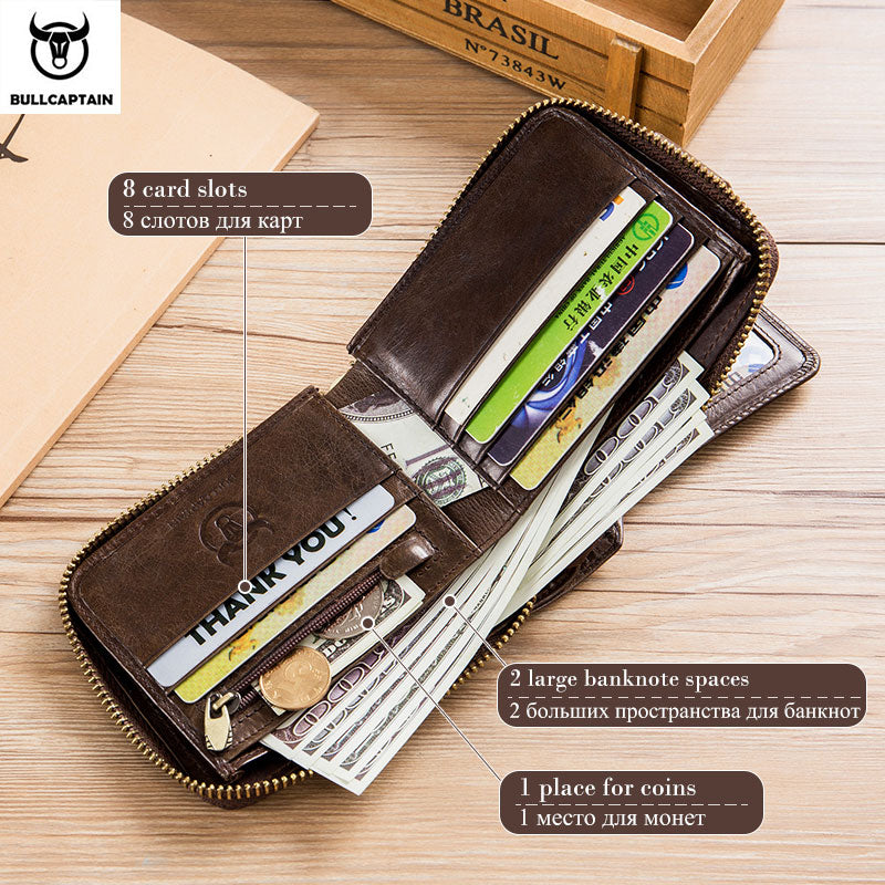 Men's RFID Leather Wallet Coin Purse Multiple Card Slots Secure Storage Holder