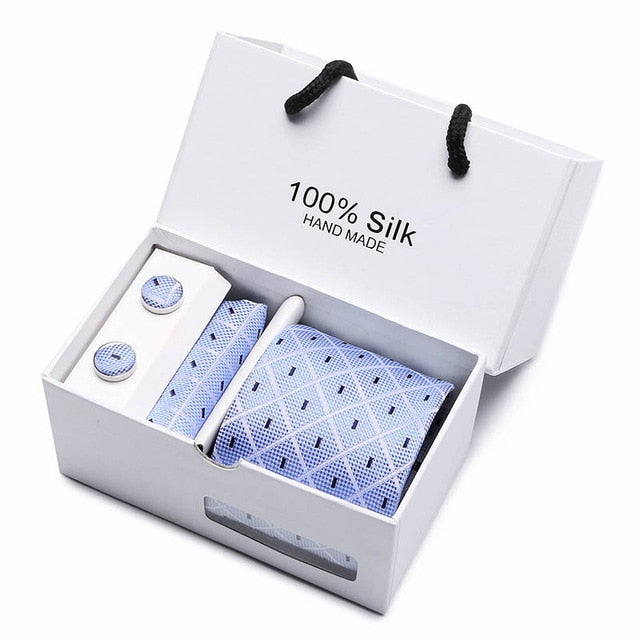 100% Silk 3pc Men's Plaid Tie Set Extra Long Woven Neck Ties Suit Gift Box