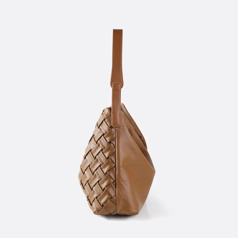 Woven PU Tote Bag - Large Capacity Shoulder Bag, Stylish Handbag for Women